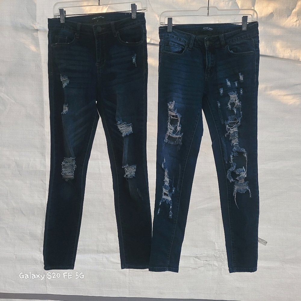 Bundle WAX JEAN & ALMOST FAMOUS Dark Blue Skinny Jeans with Distressed Details